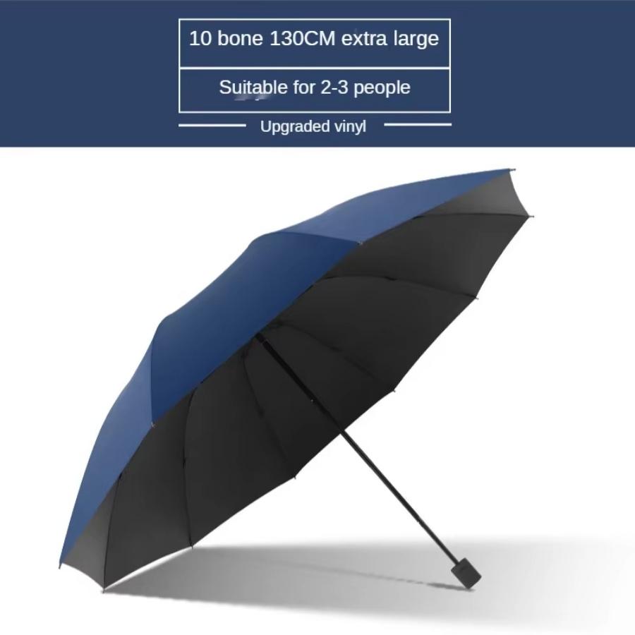 

10 Bones Windproof Strong 130CM Reinforced Manul Folding Umbrella for Men, Large Wind and Water Resistant тёмно-синий