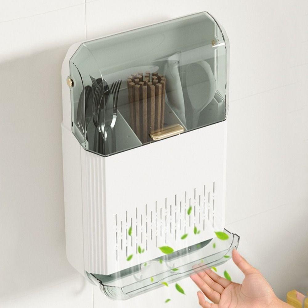 Dust-proof Utensil Drainer Wall Mounted Draining Racks Kitchen Cutlery Holder  Chopstick Storage