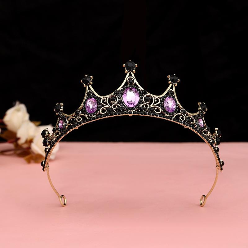 Black Baroque Crown Tiara Bride Eighteen Female Bar Mitzvah Birthday Princess Crown