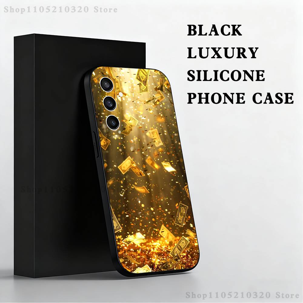 

Wealth Art Dazzling Gold Phone Case For Samsung S25,S24,S21,S22,S23,S30,Ultra,S20,Plus,Fe,Lite,Note,10,9,5G Black Cover SamsungA30S