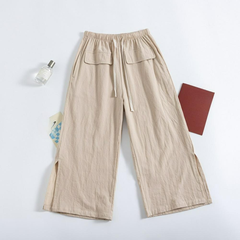 

Cotton and Linen Cropped Pants Women s Large Size, Tall and Thin, Loose Pockets, Spring and Summer Cotton Breathable Baita Casual Pants 2XL хакі