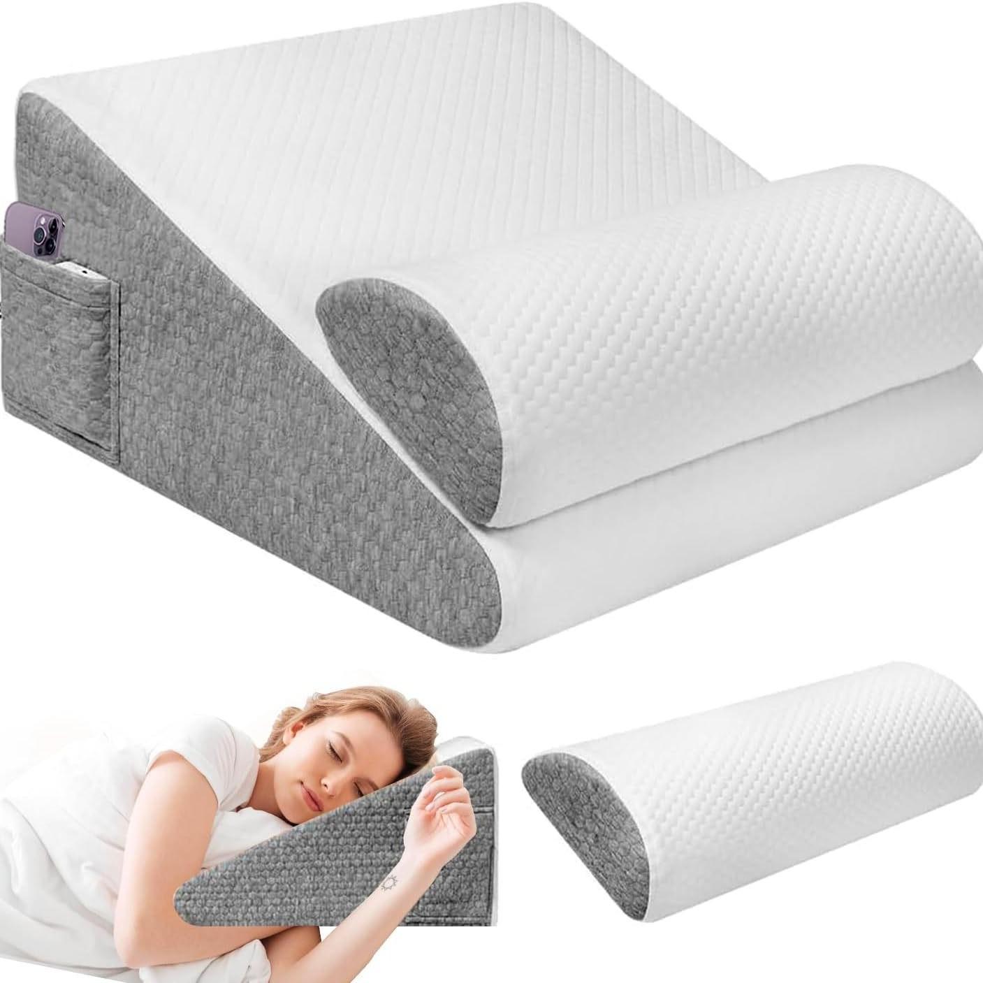 

Bed Head Pillow Sofa Back Support Wedge Pillow 3-Piece Set Air Layer Fabric Multifunctional Waist Pillow for Bedroom Living Room
