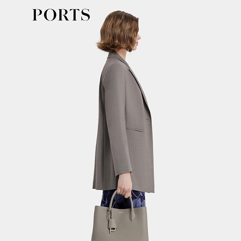 PORTS Women's Rock Grey Single-Button Cropped Blazer