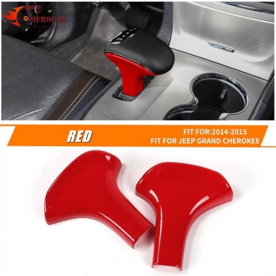 Red Gear Shift Knob Handle Cover Bezel For Jeep Grand Cherokee 14-15 Accessories