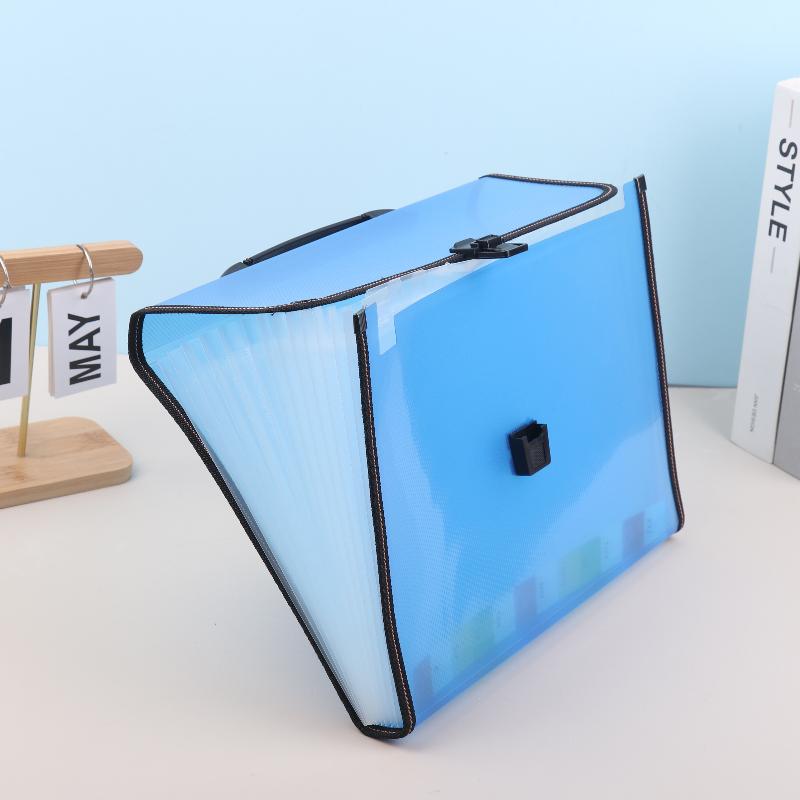 Large Capacity Waterproof File Transparent Folder Press Button Plastic Data Document Bag Pocket Storage Office Supplies