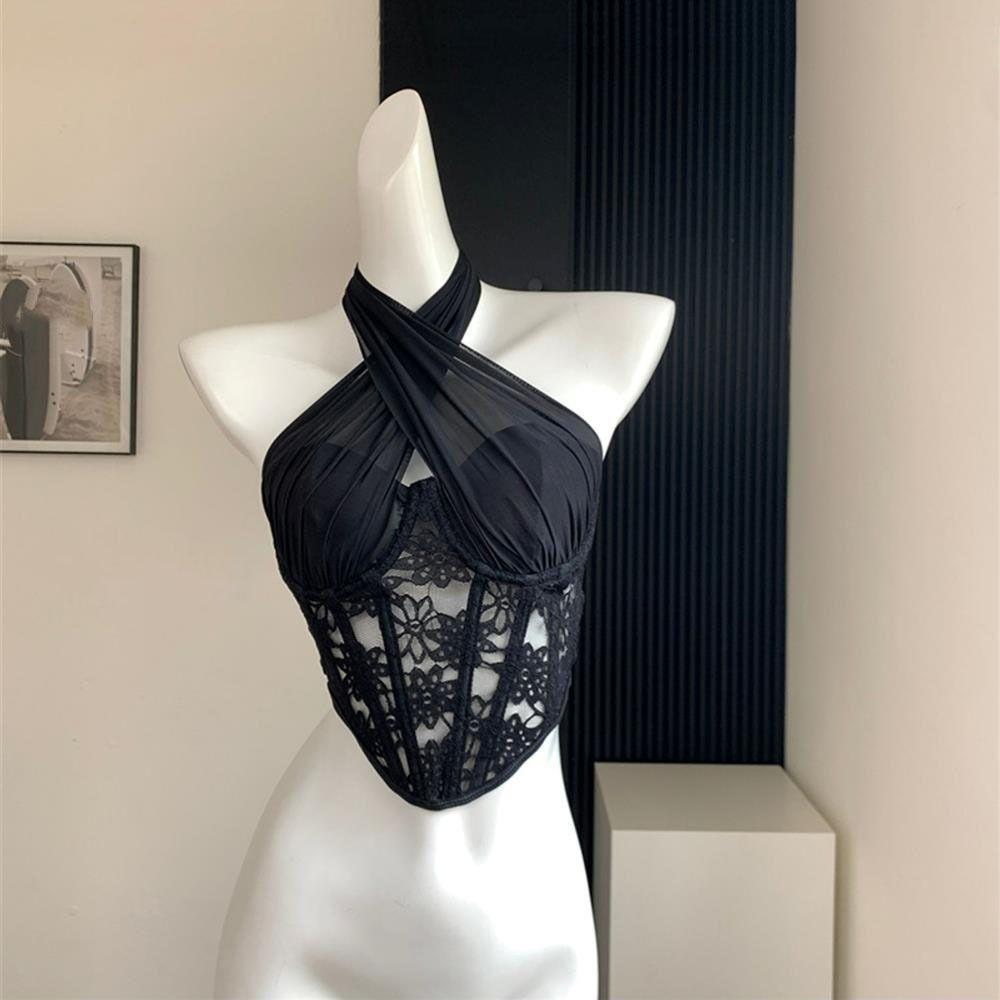 Slim Fit Lace Camisole Mesh Fishbone Corset Camisole Fashion Lace Flower Corset  Spring Summer