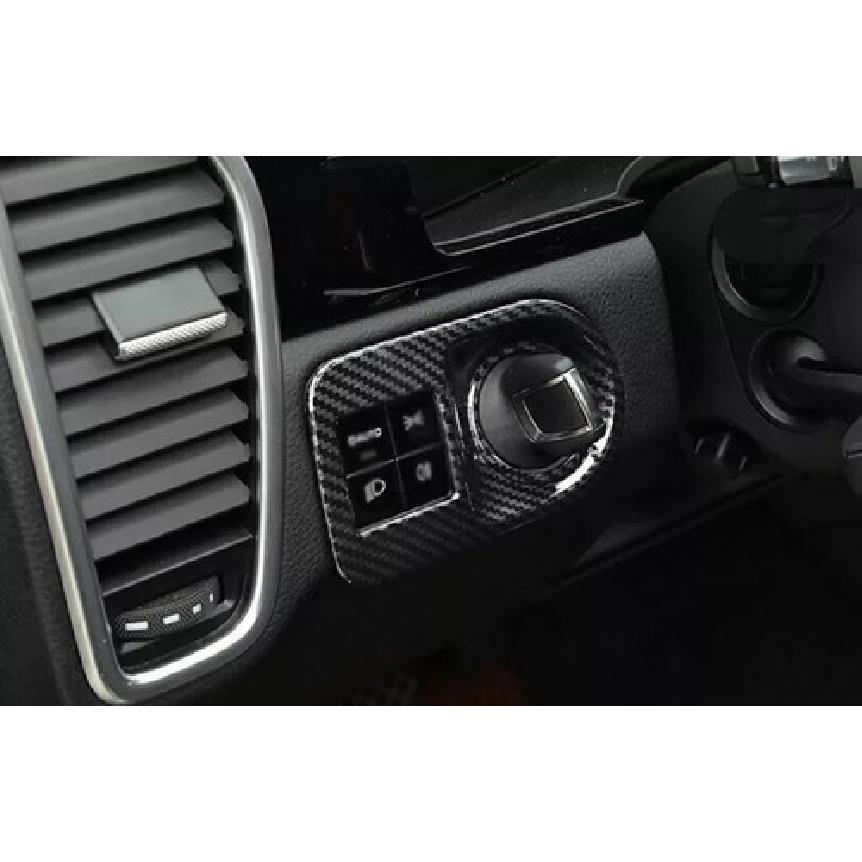 For Porsche Cayenne 18- Carbon Fiber Headlight Lamp Switch Panel Cover Trim