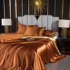 Japanese Style Silky Solid Color Bedding Set - Includes Sheet and Two Pillowcases for a Cool, Nude Sleeping Experience in Summer.
