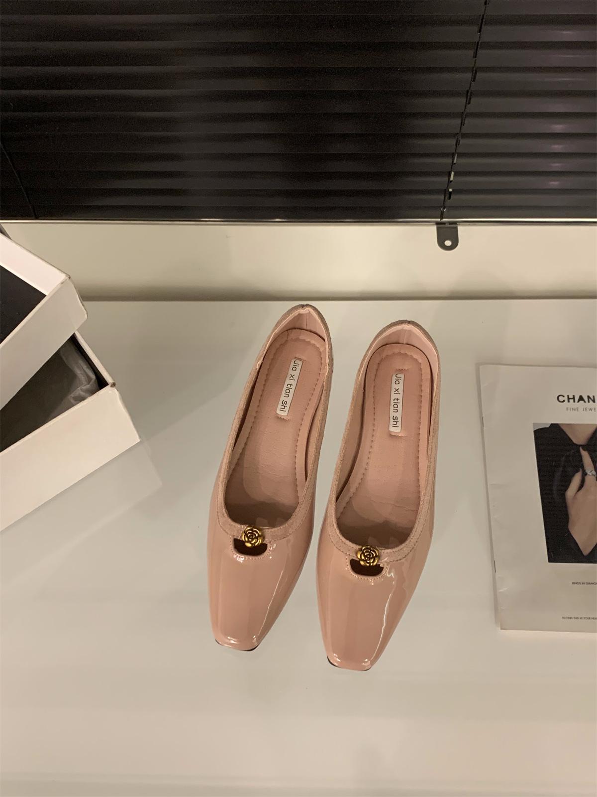 

Туфли-лодочки на толстом каблуке черные для通勤 женские туфли новые весенне-осенние красные с юбкой туфли с квадратным носком 39 розовый