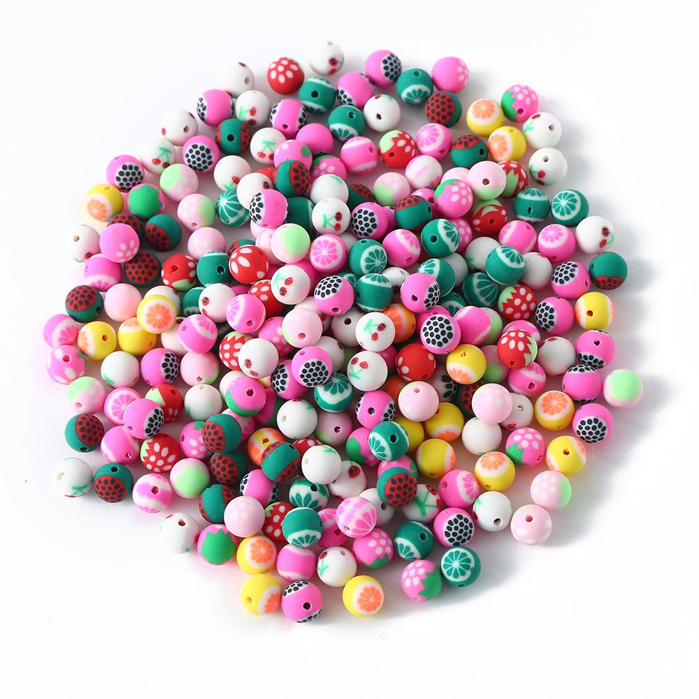 Cartoon Green Four-Leaf Clover Polymer Clay Beads for DIY Jewelry