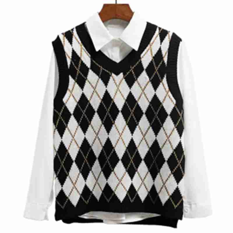 Autunno e Inverno Moda Donna Maglione a Quadri con Gilet Senza Maniche Top  acquista in modo economico — spedizione gratuita, recensioni reali con foto  — Joom