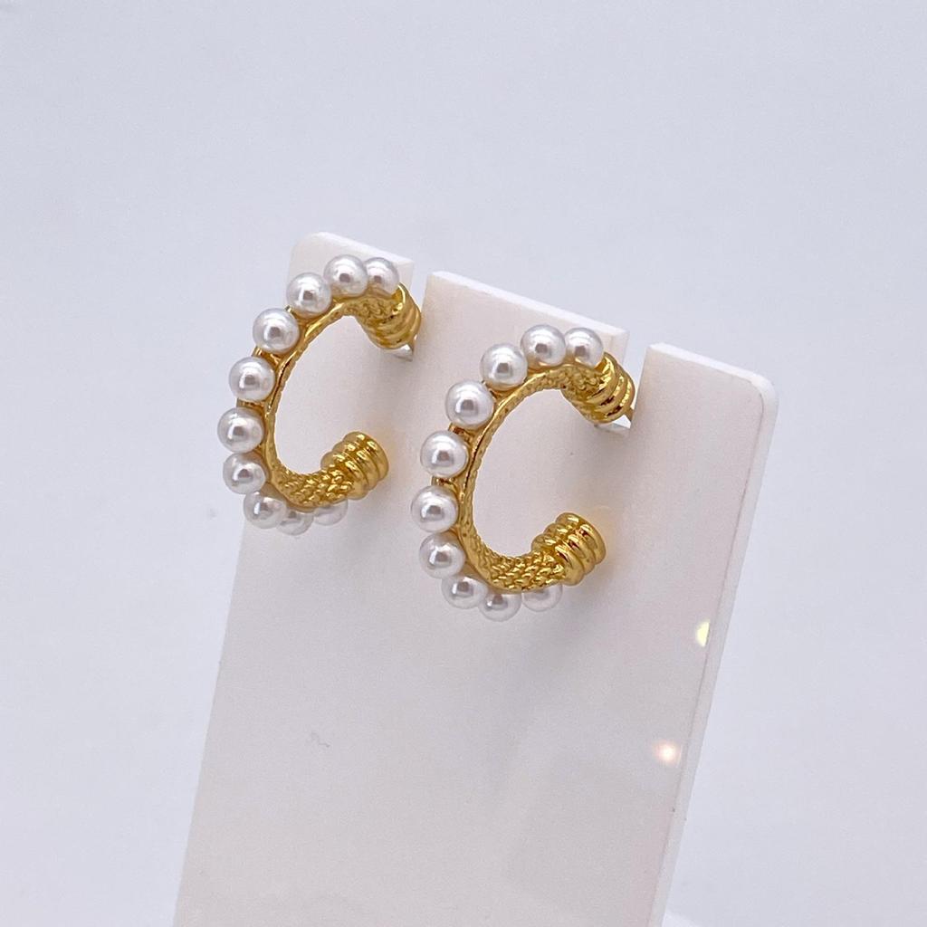 Elegant Stainless Steel Pearl Earrings - European & American Style, Titanium French Dangle, Luxurious Light Studs