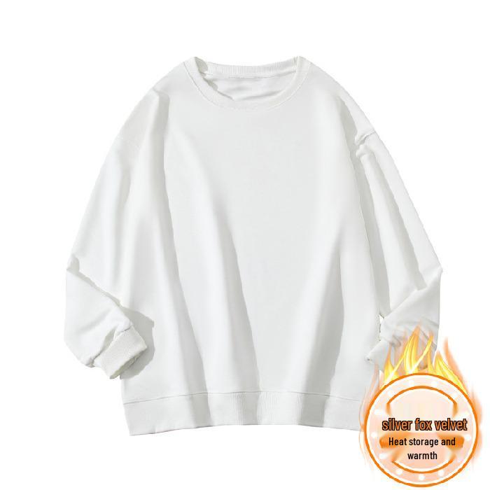 400g Men's & Women's Solid Color Loose Fit Round Neck Sweatshirt - Casual Long Sleeve Versatile Pullover