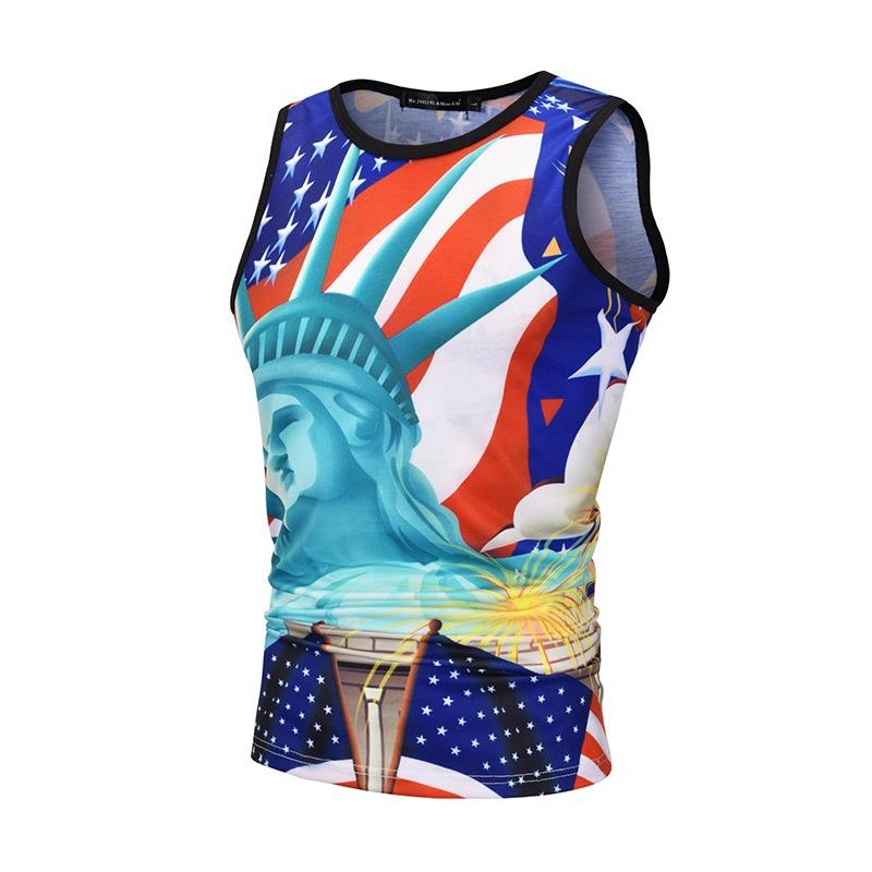 

Мужская майка с 3D-графическим принтом, для спортзала, фитнеса, летняя футболка, жилет, майки без рукавов the Statue of Liberty,L