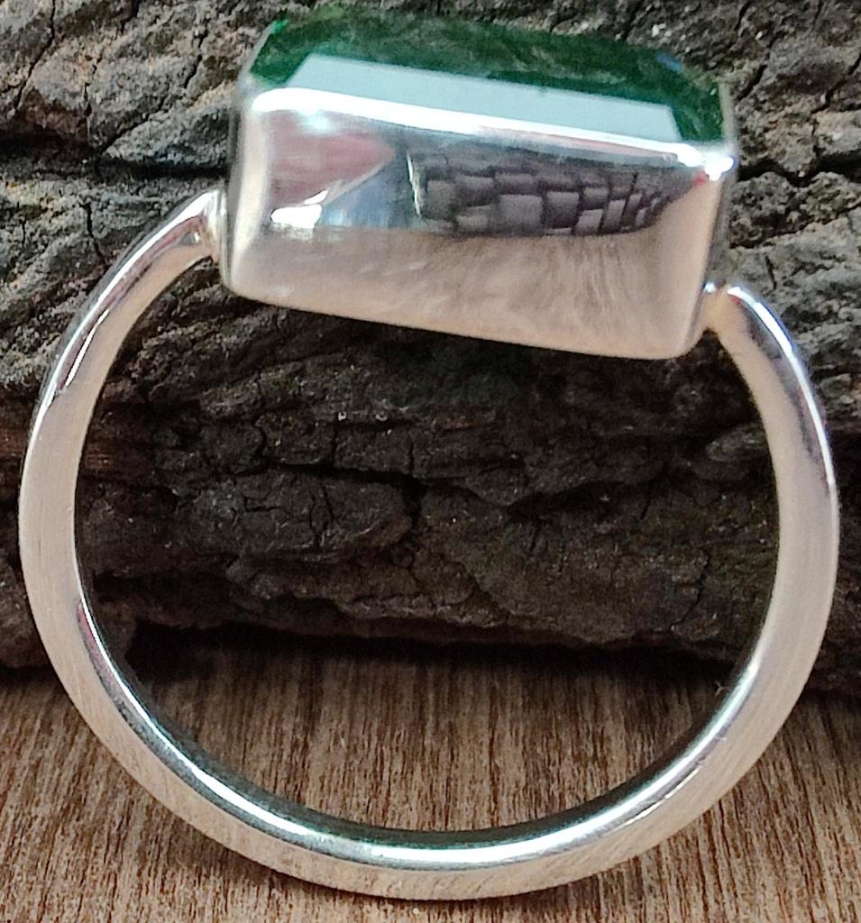 Women Emerald Ring, Green Gemstone 925 Solid Silver, Handmade Jewelry, Boho Statement Ring, Gift for Her