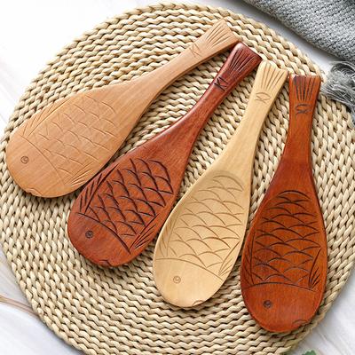Retro-Reislöffel aus japanischem, kreativem Fisch-Design, niedliche, natürliche, antihaftbeschichtete Reisschaufel aus Holz, Küchenutensilien