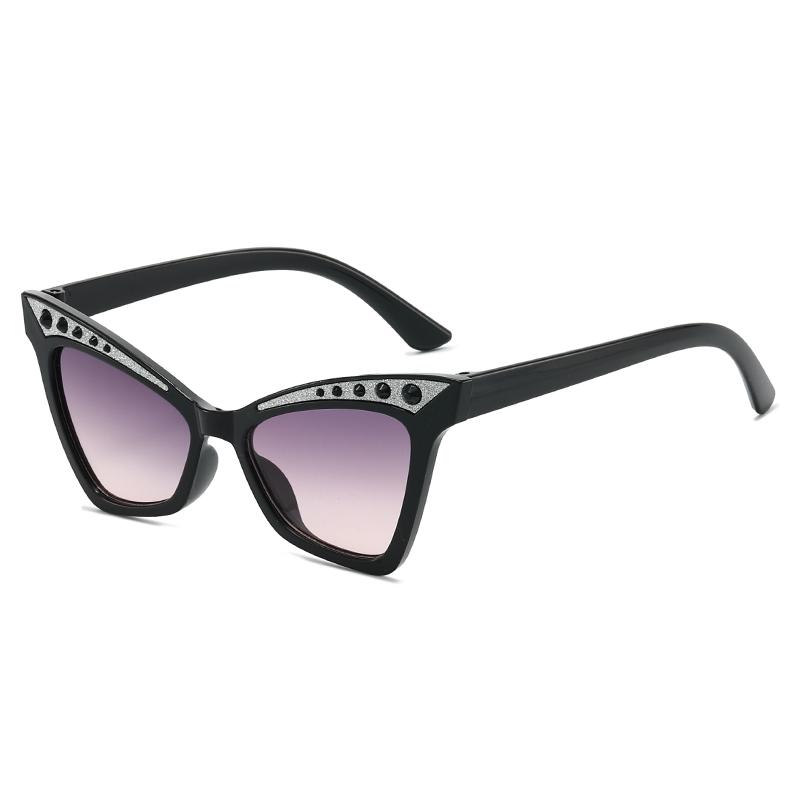 Fashion Cat Eye Sunglasses Boys Girls Sparkle Ornament Anti Uv Gradient Lens Holiday Outdoor Children Eyewear