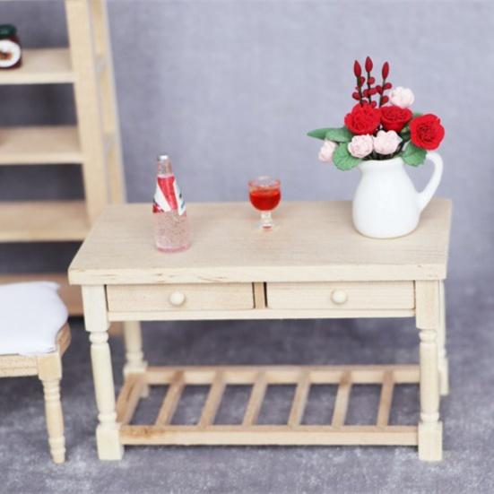 1/12 Dollhouse Mini 2-drawer Dinning Table Furniture Model Kitchen Scene Decor