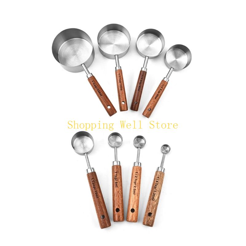 

KX4B 8Pcs Stainless Steels Coffee Scoops Measuring Spoon Small Cup Tablespoon for Coffee, Milk Powder, Fruit Powder срібний