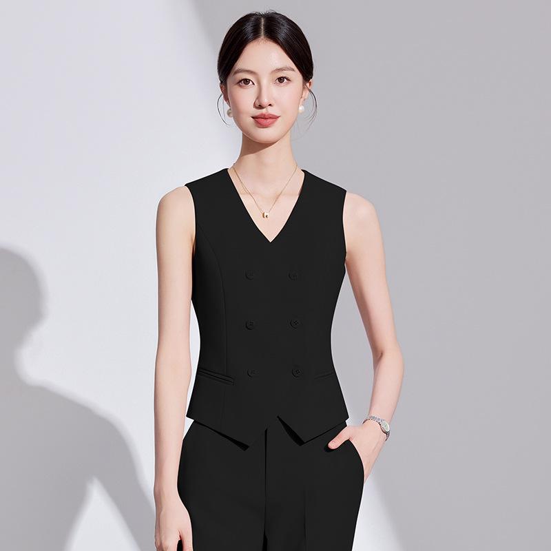 Women s High-End Pink Suit Set: 2025 Spring/Autumn Professional Vest for Management Workwear 4 Extra Large (4XL)