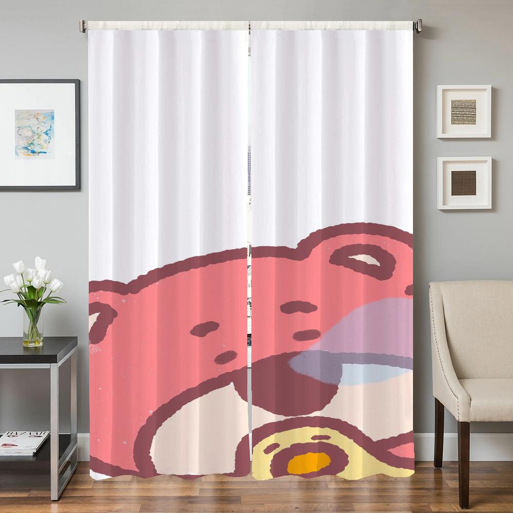 

Кухонные шторы для гостиной 2 штуки затемняющие шторы штора для двери S-клубника B-медведь украшение спальни перегородка тень W50xH70cmx2pcs-CL