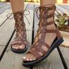 Fashion 2025 New Hollow Casual Women's Sandals Open Toe Cross Strap Ladies Shoes Wedges Summer Large Size Roman Sandals