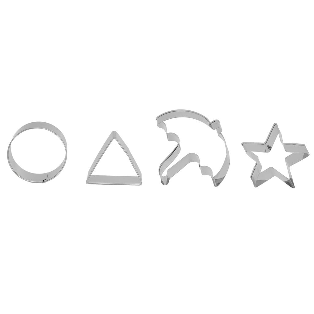 5Pcs Set Sugar Candy Pie Mold Cutter Stainless Steel Cookies Chocolate Mold for Games Entertainment Silver