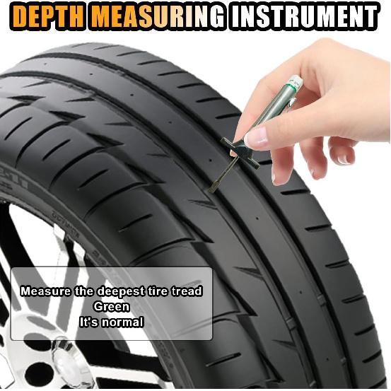 Car Tire Tread Depth Gauge, Tire Tread Gauge Color Coded, Professional Tire Thread Depth Meter Tool in 32nds, Suitable for Most Car Models (1 PCS)