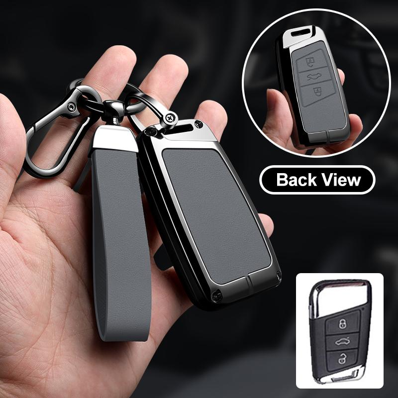 

Leather Car Remote Key Case Full Cover Protection Shell for VW Volkswagen Magotan Magotan GTE Passat B6 B7 B8 CC Arteon Keychain