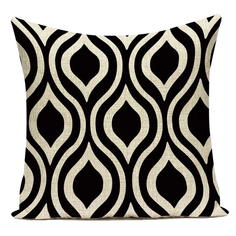 Czarny Biały Prosty Geometryczny Pasek Linia Dekoracyjna Poduszka Poliester Sofa Wystrój Domu Poszewka na Poduszkę do Salonu Poszewka