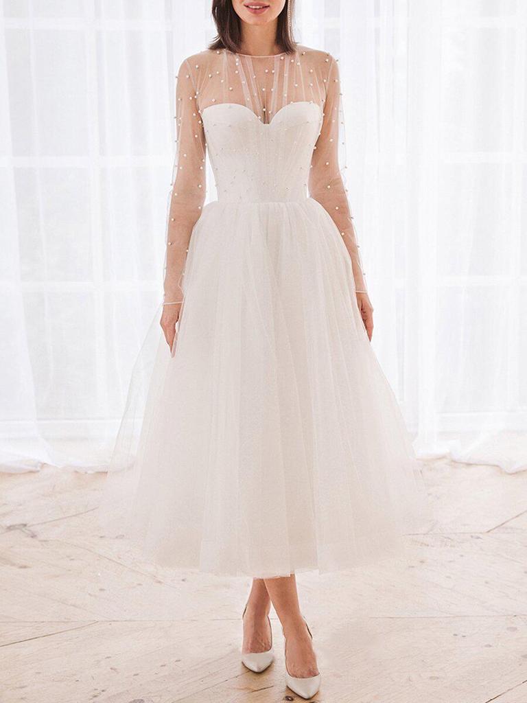 2021 Jaro/Léto Dámské Sexy Tube Top Perlové Rozšířené Šaty