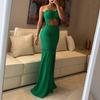 Tropical Plant Print Strapless Ruched Long Skirt Set