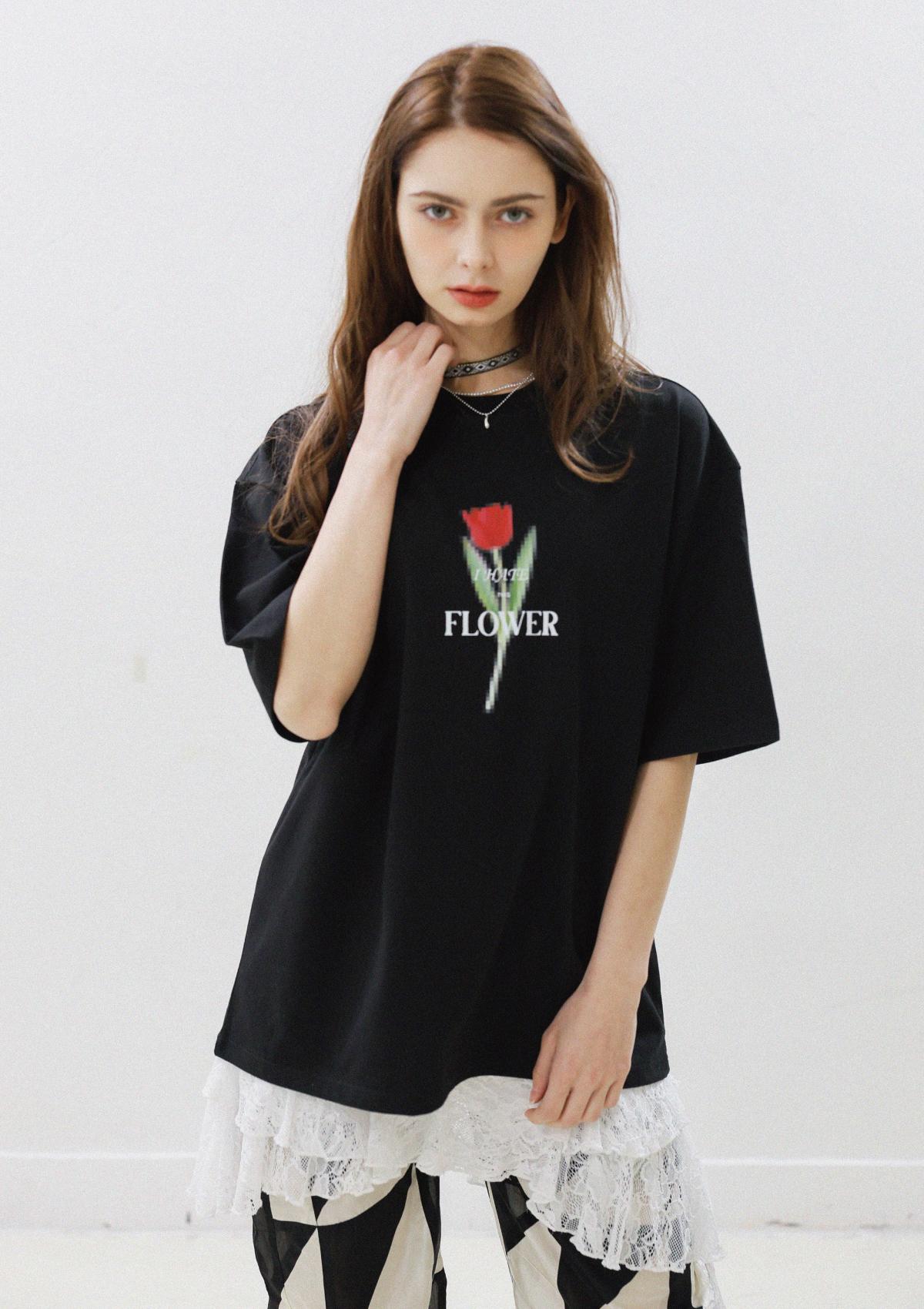 Хлопковая футболка Rivers Club с принтом Тюльпан (2 цвета) White/Slim Fit
