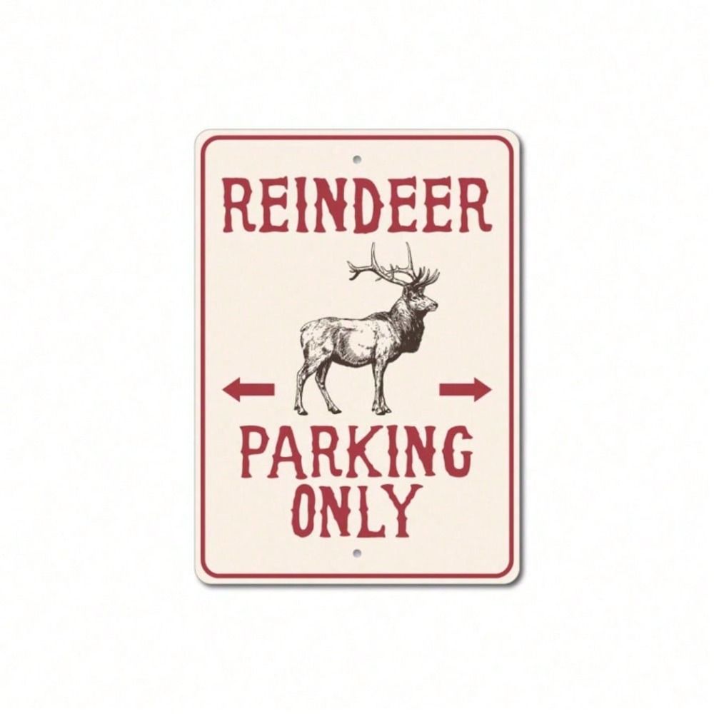 

Tin Sign Wall Art, Reindeer Parking Decor, Christmas Gift for Home, Winter Nordic Metal Poster