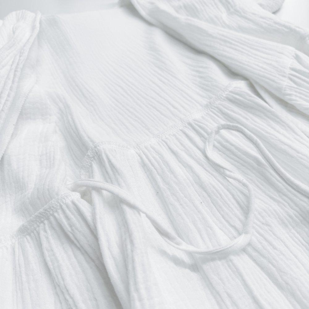 V-Neck Puff Sleeve Solid Color Long Dress – French Style Women's Fashion