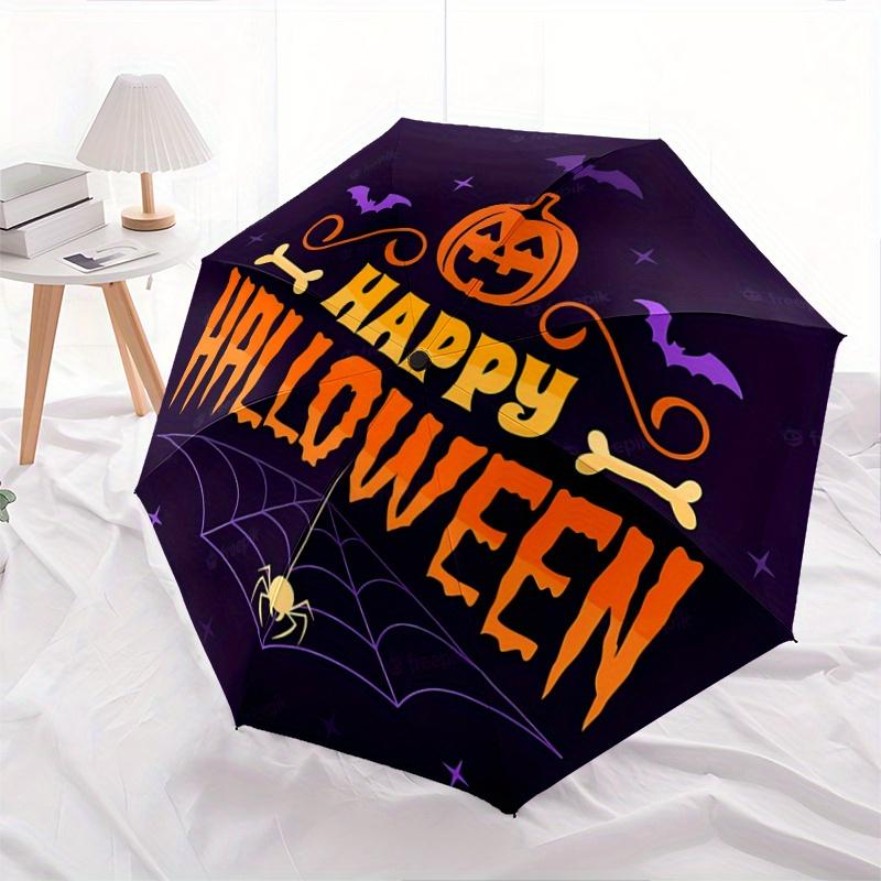 1pc Featured Happy Halloween Theme Fully Automatic Folding Portable Umbrella, 8 Iron Frames, Three-Fold Design, Suitable for All Seasons, Suitabl
