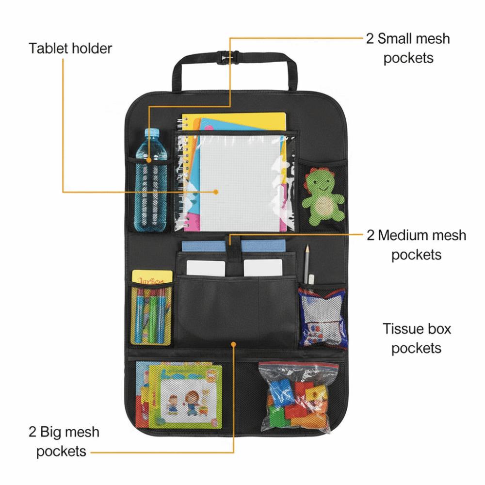 High-Capacity Backseat Car Organizer Multifunctional Storage Bag  Kids Car Seats