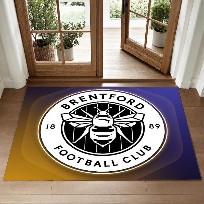 Brentford Football Design Crystal Velvet Rug Soft Decorative Mat for Bedroom Entrance