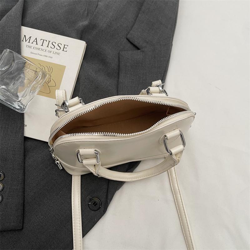Glossy PU Handbag Women Fashion Mini Shoulder Bag Classic Oval Shape Crossbody Tote Bag