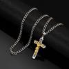 Embossed Cross Pendant Necklace for Men Titanium Steel Chain Hip Hop Sweater Chain Fashion Accessory