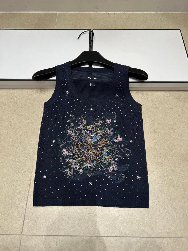 D Brand European-Style Summer Knit Vest: Animal Design, High-Quality, Round Neck, Thin, Casual.