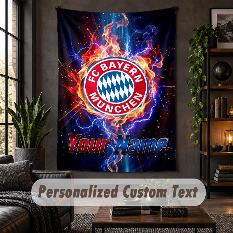 Personalized Wall Tapestry,Bayern Munich Custom Text, Soft Fabric Wall Art For Indoor Decoration