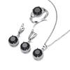 Hot Jewelry Set Female Zircon Necklace Earrings Ring Set of Three Simple Round Jewelry Set.