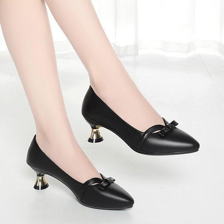 

Мамины туфли мягкая подошва мягкая кожа женские туфли-лодочки весна и лето новые легкие с открытым верхом нескользящие удобные универсальные четырехсезонные модные рабочие туфли 40 чёрный