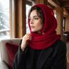 Solid Color Knitted Hooded Scarf Beanie Cross Hooded Cap Cute Hat and Scarf 2-in-1  Outdoor