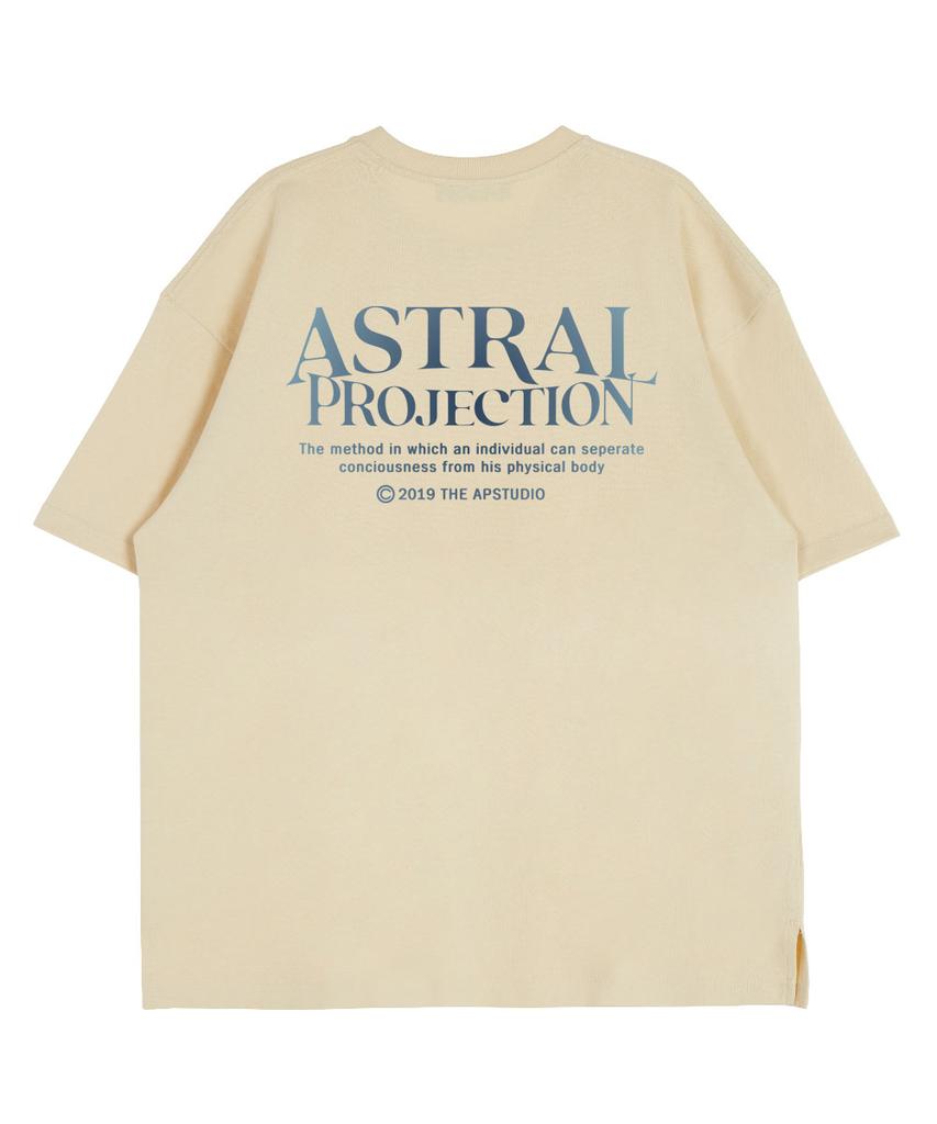 ASTRAL PROJECTION Gradient Lettering Round Neck 15-Count Cotton Short Sleeve T-Shirt_Butter