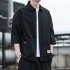 Thin Shirt Men's Mid-sleeved Spring and Summer Youth Work Tops Seven-quarter Sleeve Short-sleeved Five-quarter Sleeve Shirt Jacket