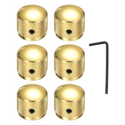 Uxcell Conjunto de 6 Metal Guitar Polegada Universal Controle de Áudio Cúpula Baixo Controle de Velocidade Eixo Chave Dourada Botões, 1/4 Volume, Tom, Botões, Botões, Guitarra/Baixo