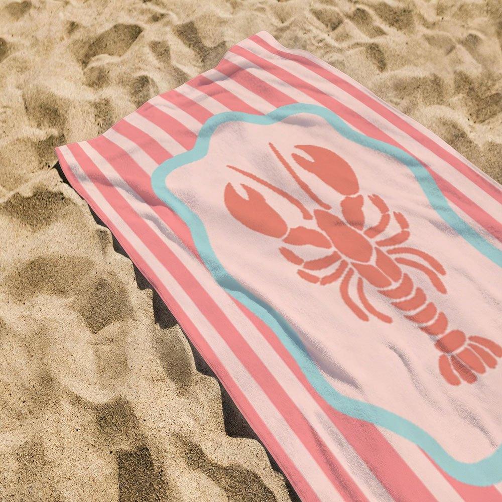 Marine Lobster 2D Flat Printed Beach Towel 1Pc Microfiber Sandproof Waterproof Seaside Holiday Sunbathing Mat