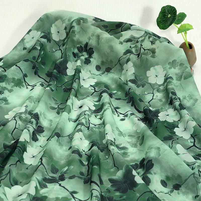 100x150cm 30D Printed Chiffon Ink Chinese Style Fabric Transparent for Sewing Skirt Gauze Scarf Clothing Fabric